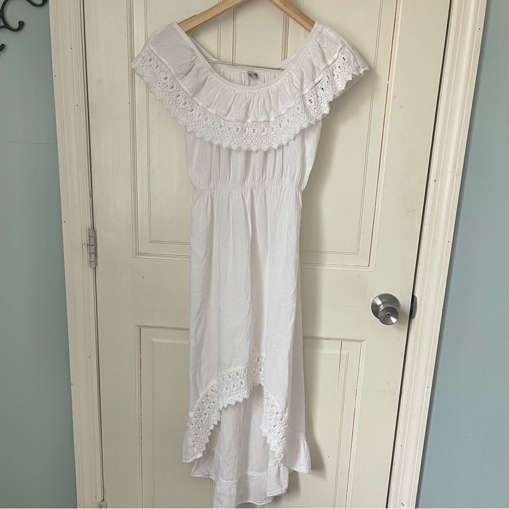 Blanco by Nature 100% Peruvian Cotton Taylor Sun Dress Medium White Beach Boho - Picture 3 of 11